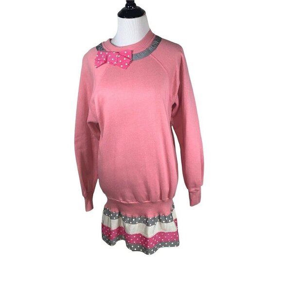 Vintage 1980's Pannill Knitting Co Women's M Medium Sweater Ruffles Peplum Pink - Picture 3 of 9